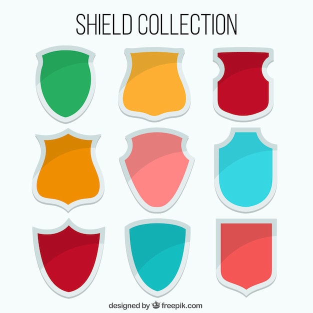 Free vector set of colored shields