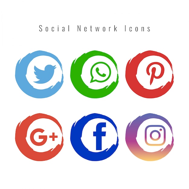 Set of colored social media icons