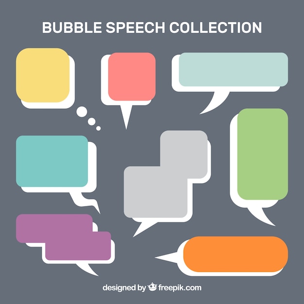 Free vector set of colored speech bubbles in flat design