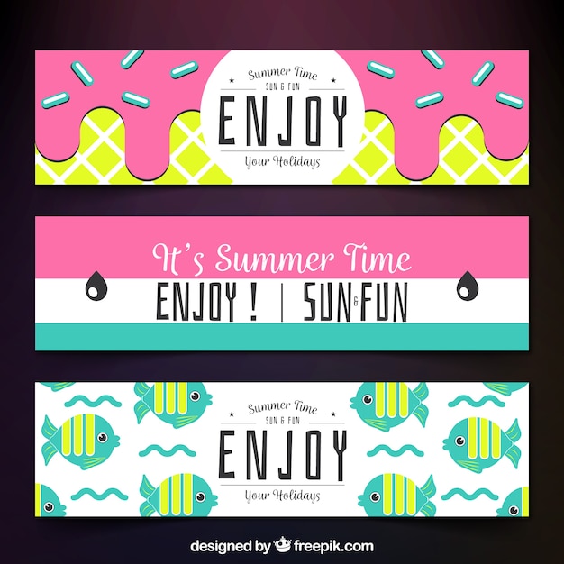 Set of colored summer banners