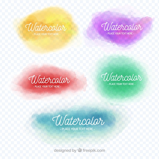 Free vector set of colored watercolor stains