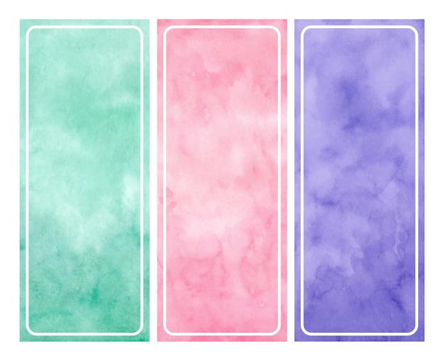 Set colorful abstract frames with watercolor