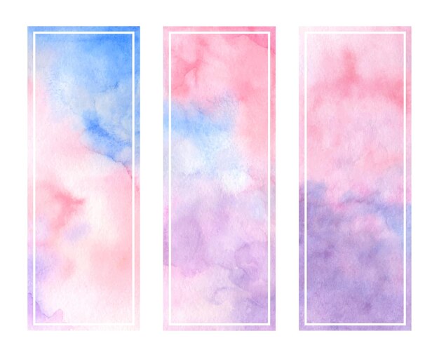 Set colorful abstract texture frame background with watercolor