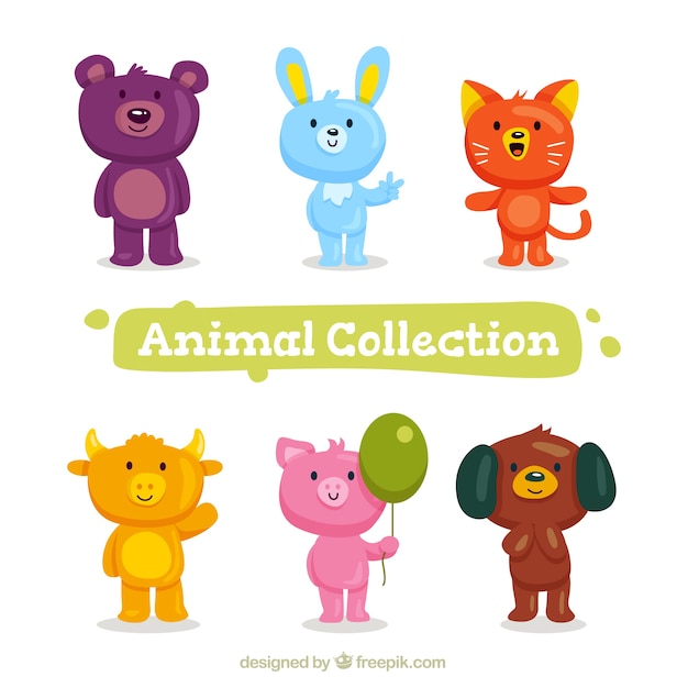 Set of colorful animals