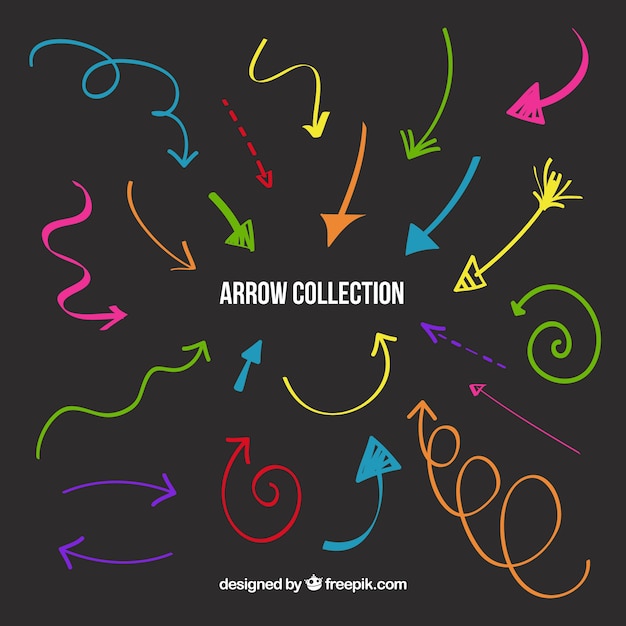 Free vector set of colorful arrow scribbles