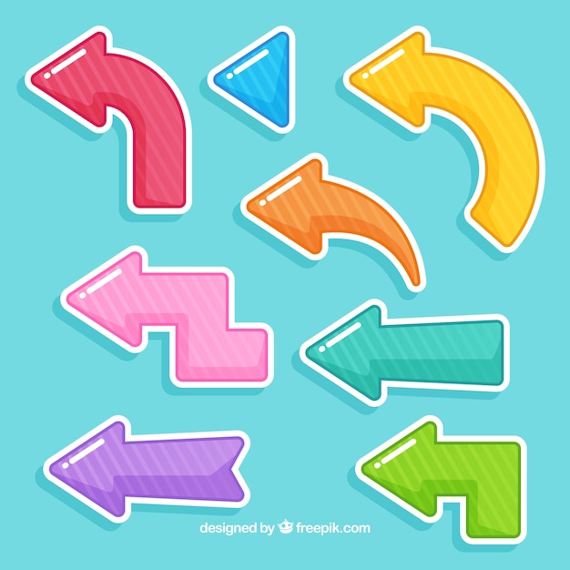 Set of colorful arrows in flat style