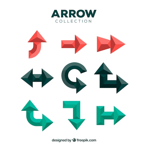 Set of colorful arrows to mark in flat style