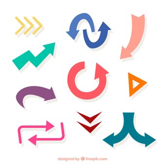 Set of colorful arrows to mark in flat style