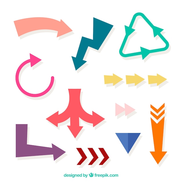 Set of colorful arrows to mark in flat style