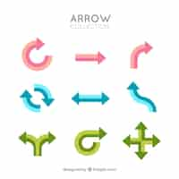 Free vector set of colorful arrows to mark in flat style