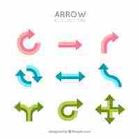 Free vector set of colorful arrows to mark in flat style