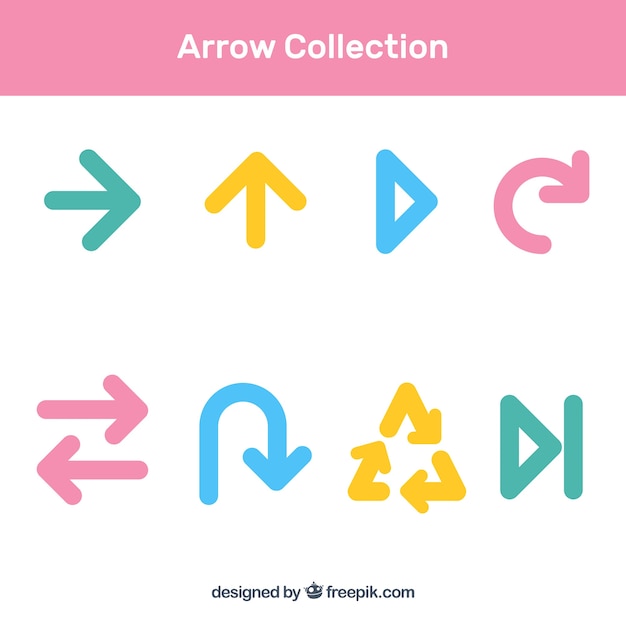 Set of colorful arrows to mark in flat style