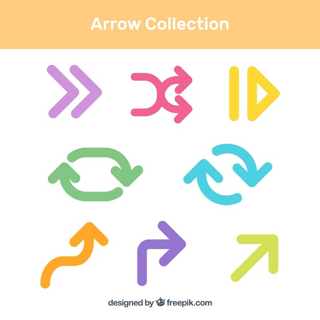 Set of colorful arrows to mark in flat style