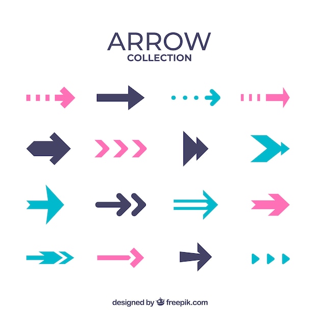 Free vector set of colorful arrows to mark in flat style