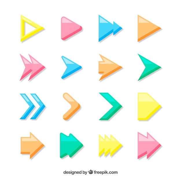 Set of colorful arrows to mark in flat style