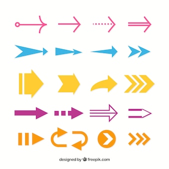 Set of colorful arrows to mark in flat style