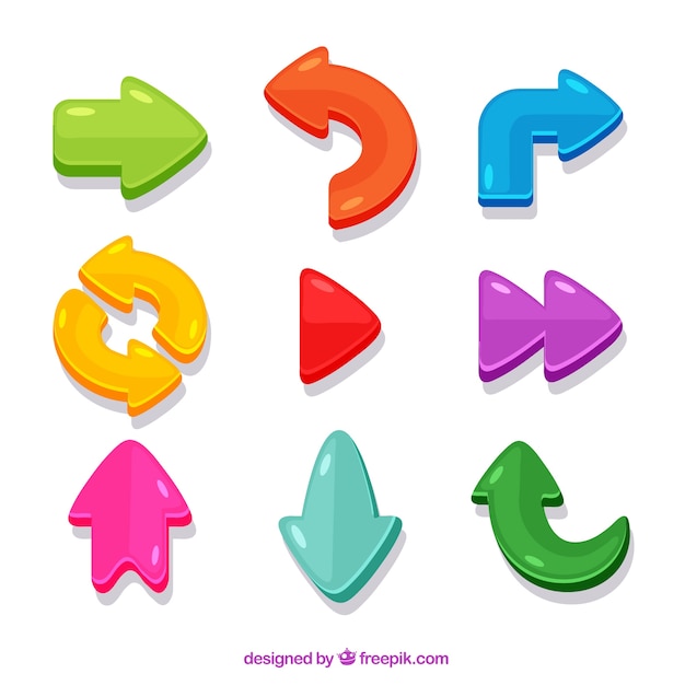 Set of colorful arrows to mark in flat style