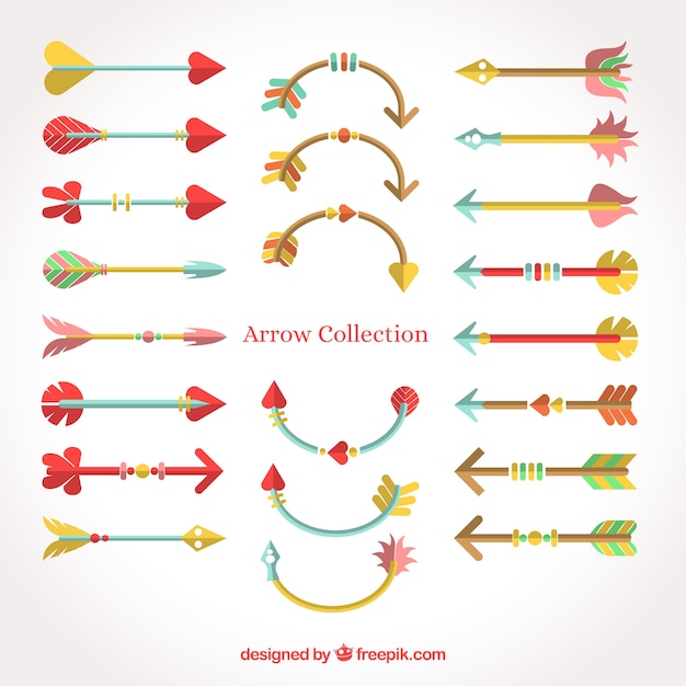 Free vector set of colorful arrows to mark in flat style