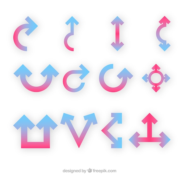 Free vector set of colorful arrows to mark in flat style