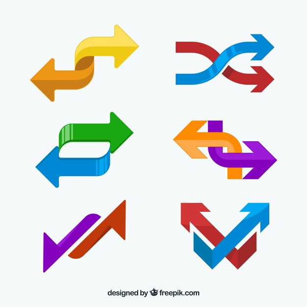 Set of colorful arrows to mark in flat style