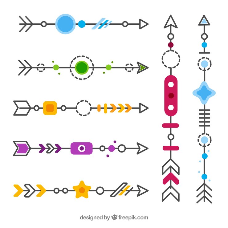 Free Vector set of colorful arrows to mark in flat style
