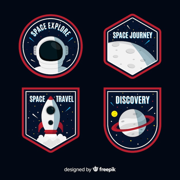 Free vector set of colorful astronomic stickers