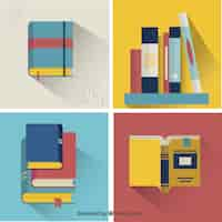 Free vector set of colorful books in flat design