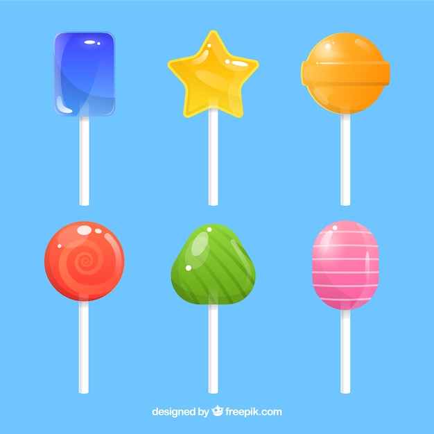 Free vector set of colorful candies in flat style