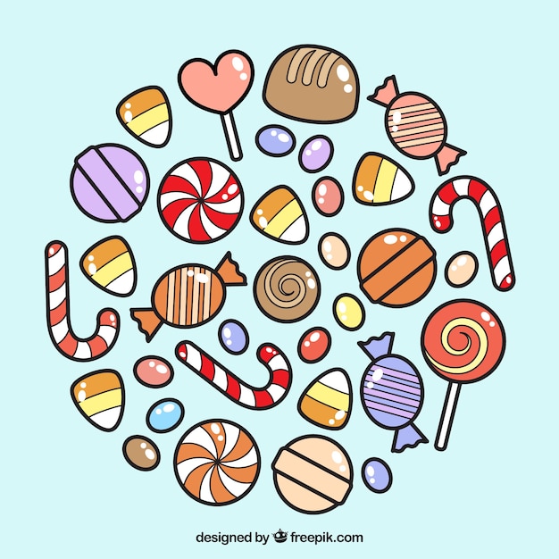 Free vector set of colorful candies in flat style