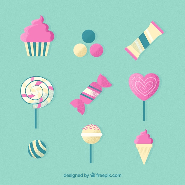 Free vector set of colorful candies in flat style