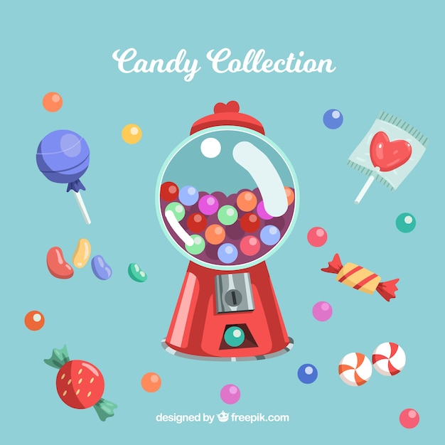 Set of colorful candies in flat style