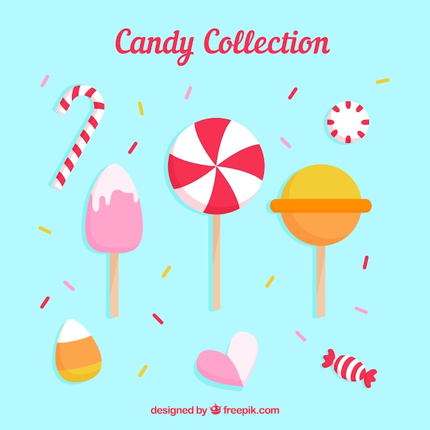 Free vector set of colorful candies in flat style