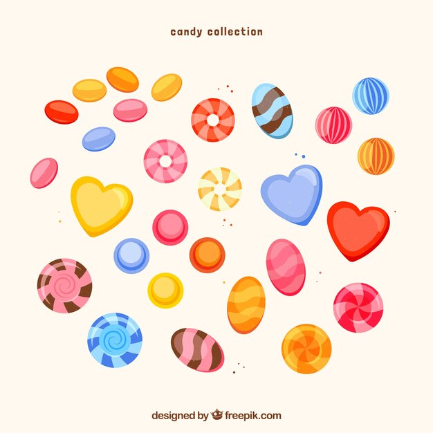 Set of colorful candies in flat style