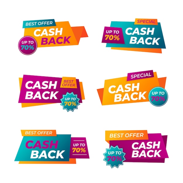 Free vector set of colorful cashback labels