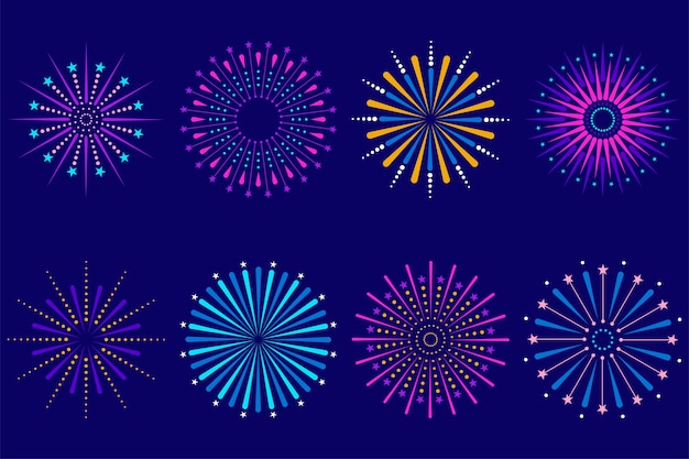 set of colorful celebration festive fireworks