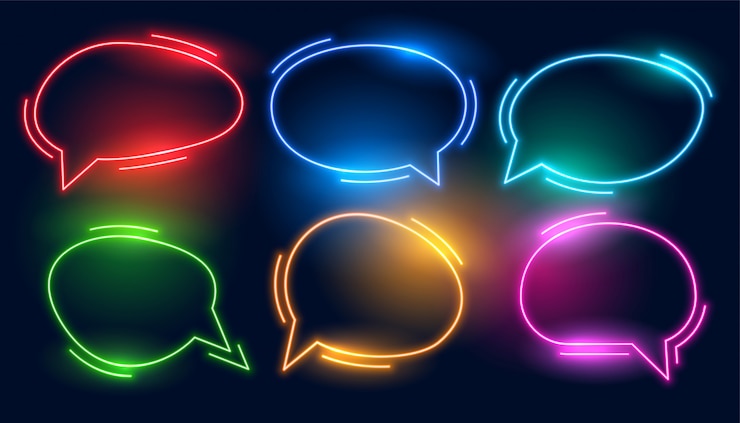 Free Vector set of colorful chat bubbles in neon styles