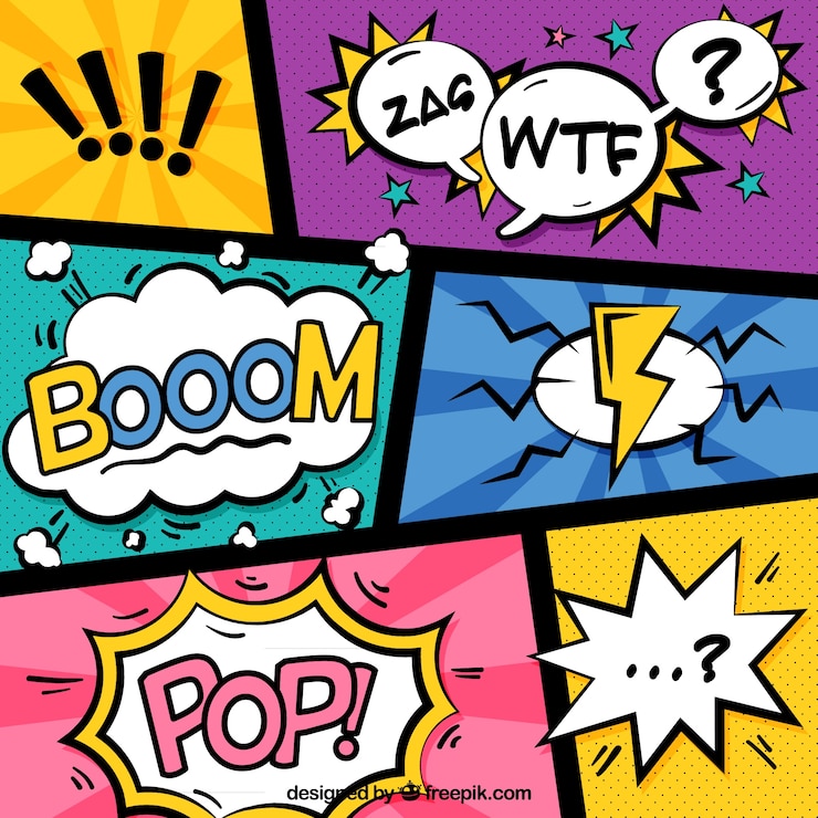 無料Vector 対話バルーンカラフルな漫画ビネットのセット