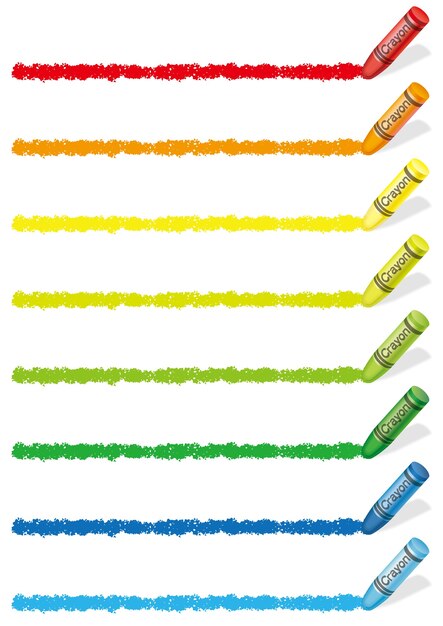 Set of colorful crayon borders isolated on a white.