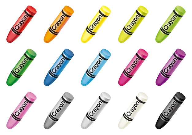 Free vector set of colorful crayons isolated on a white.