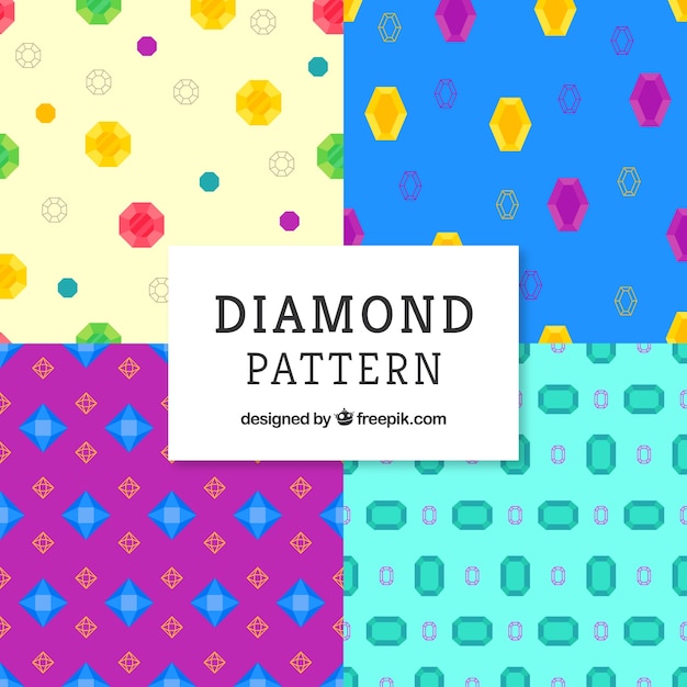 Free vector set of colorful diamond patterns