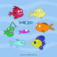Free vector set of colorful fish