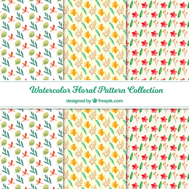 Free vector set of colorful flowers patterns