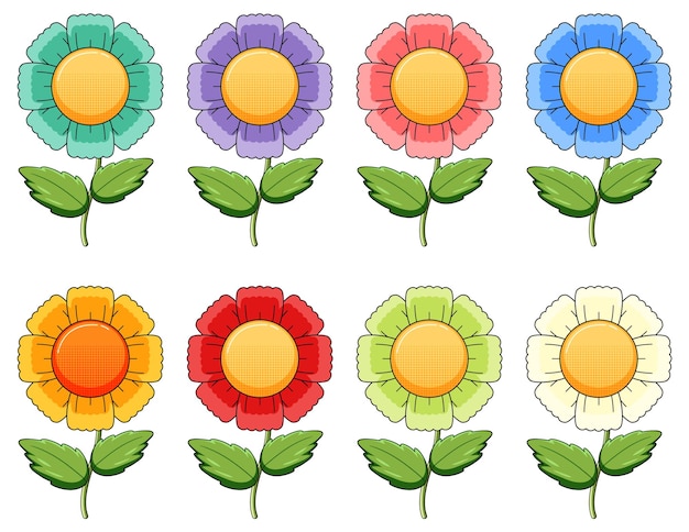 Free vector set of colorful flowers