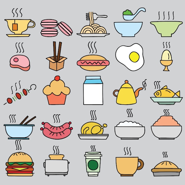 Set of colorful food icon. vector illustration