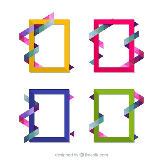Set of colorful frames in flat style
