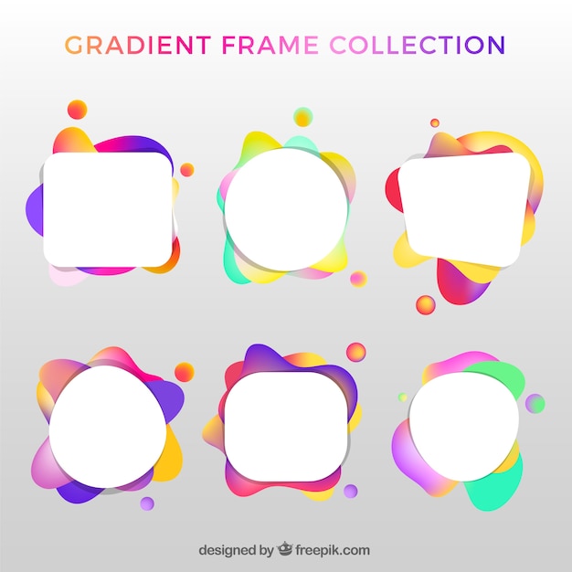 Free vector set of colorful frames in gradient style