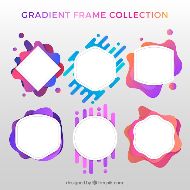 Set of colorful frames in gradient style