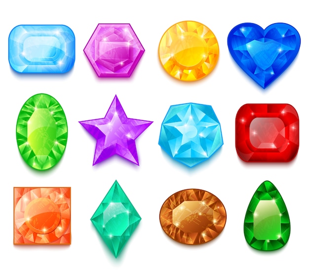 Free vector set of colorful gems