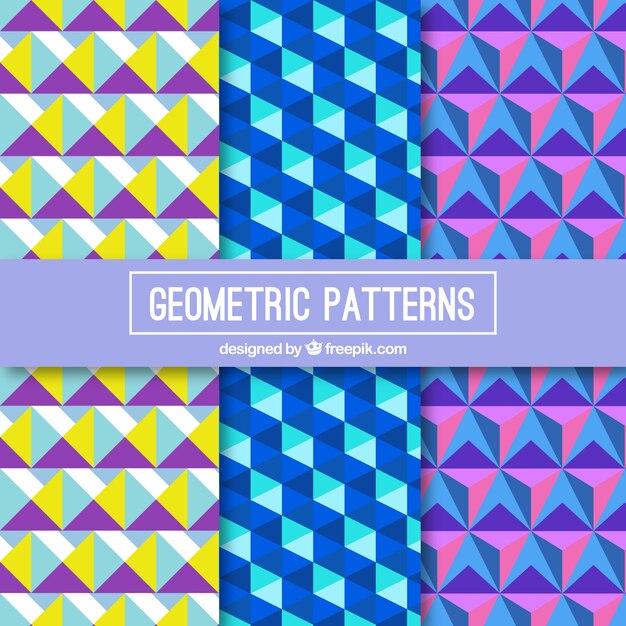Set of colorful geometric patterns in flat design