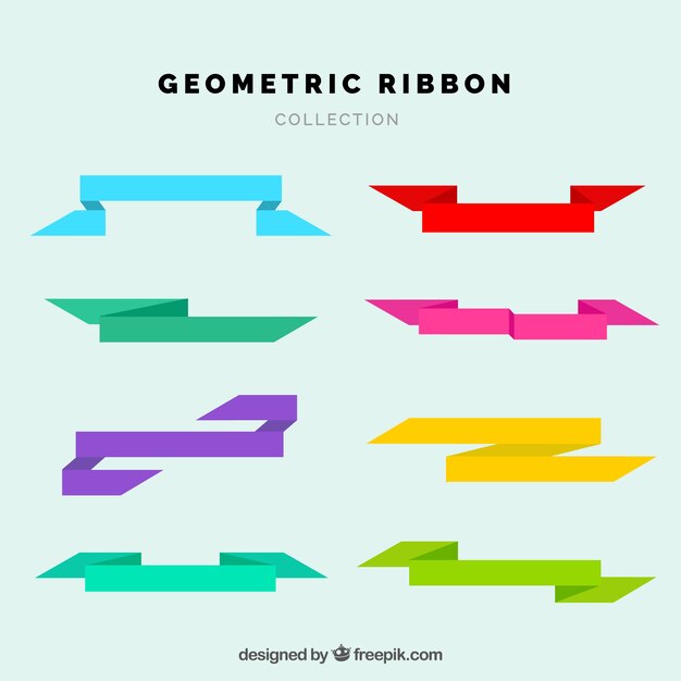 Free vector set of colorful geometric ribbons